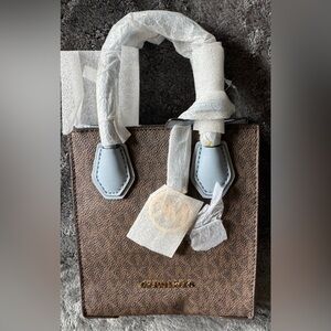 Brown and Blue Mini Tote Bag